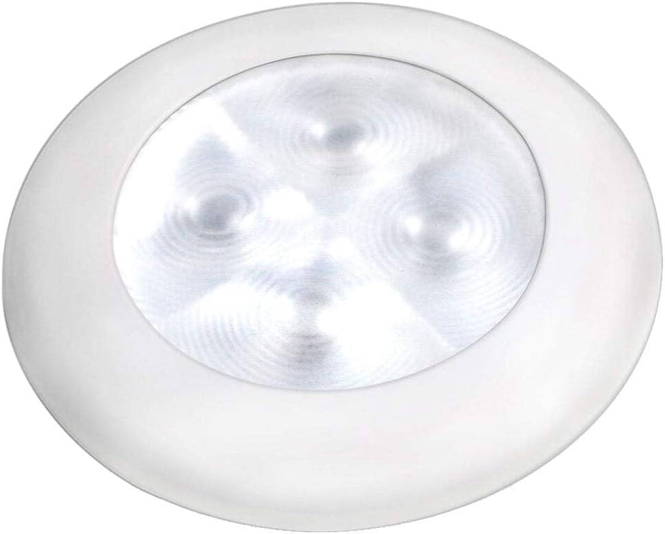 Hella Marine Slim Line LED 'Enhanced Brightness' Round Courtesy Lamp - White LED - White Plastic Bezel - 12V