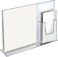Azar Displays Double-Foot Sign Holders, With Trifold Pocket, 11inH x 14inW x 3 3/8inD, Clear, Pack Of 2 Holders