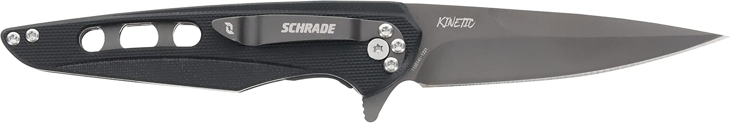 Schrade Delta Class Kinetic BLK Folder 8in with 3.5in AUS-8 Steel Blade and G10 Handle for EDC