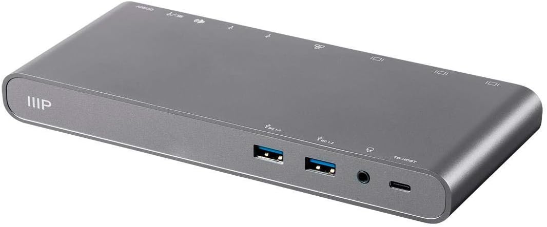 Monoprice USB-C Dual-Monitor Docking Station for USB-C Laptops, MST and Power Delivery up to 100 Watts with USB-C Cable