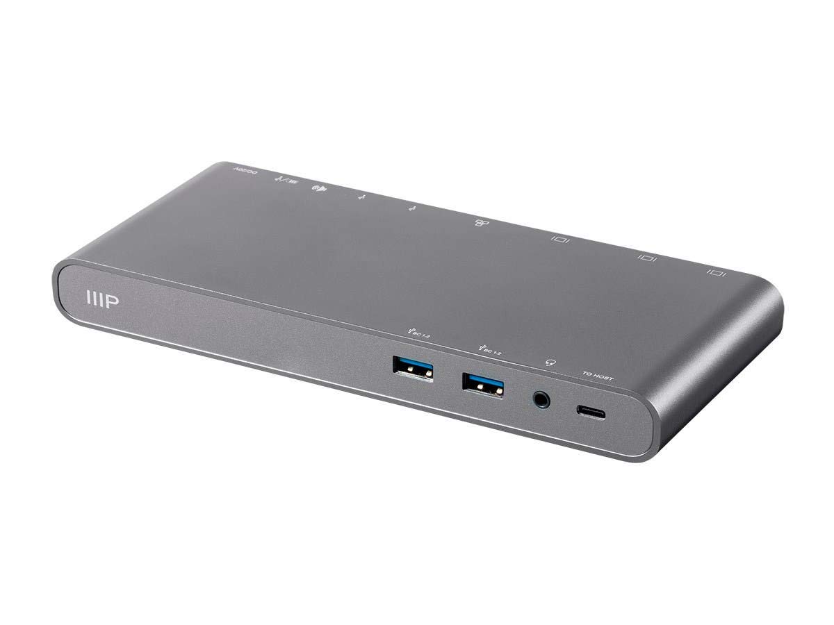 Monoprice USB-C Dual-Monitor Docking Station for USB-C Laptops, MST and Power Delivery up to 100 Watts with USB-C Cable