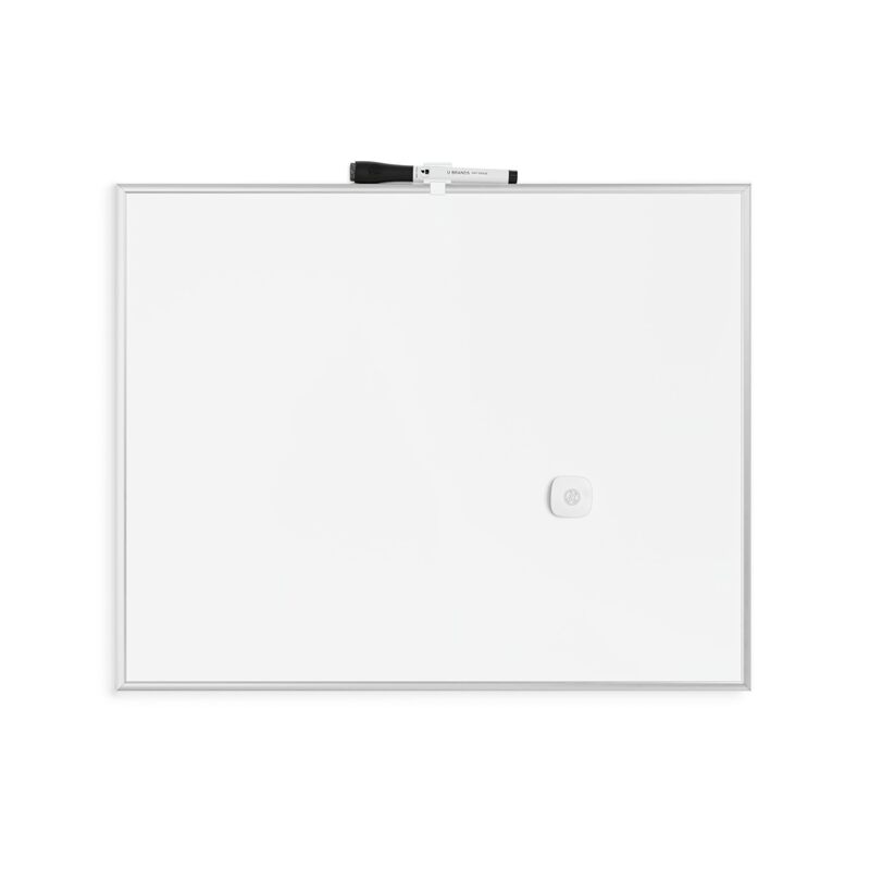 U Brands Magnetic Dry Erase Board, 20"x16", Silver Aluminum Frame, includes Marker and Magnet