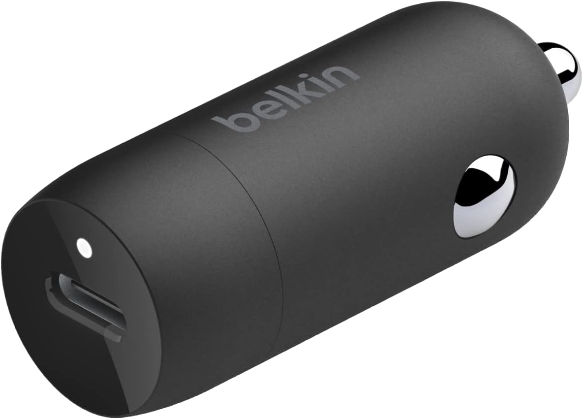 Belkin BoostCharge™ 30W Compact Fast Car Charger withUSB-C Power Delivery Port for iPhone 16, 16 Pro, 15, 15 Pro, Galaxy S25