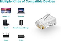 Monoprice Cat6 Plug Solid W/Insert 50U 100pcs/Bag Clear Solid