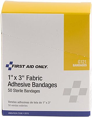 First Aid Only G121: 1"X3" Fabric Bandages, 50/Box