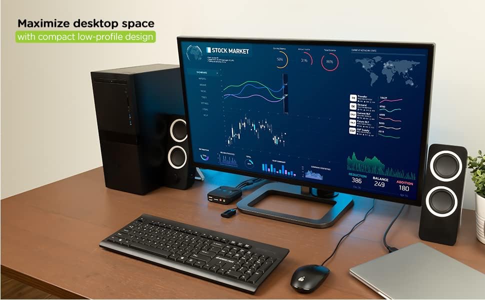 IOGEAR 2-Port USB Cable KVM Switch with Audio, Plug n Play