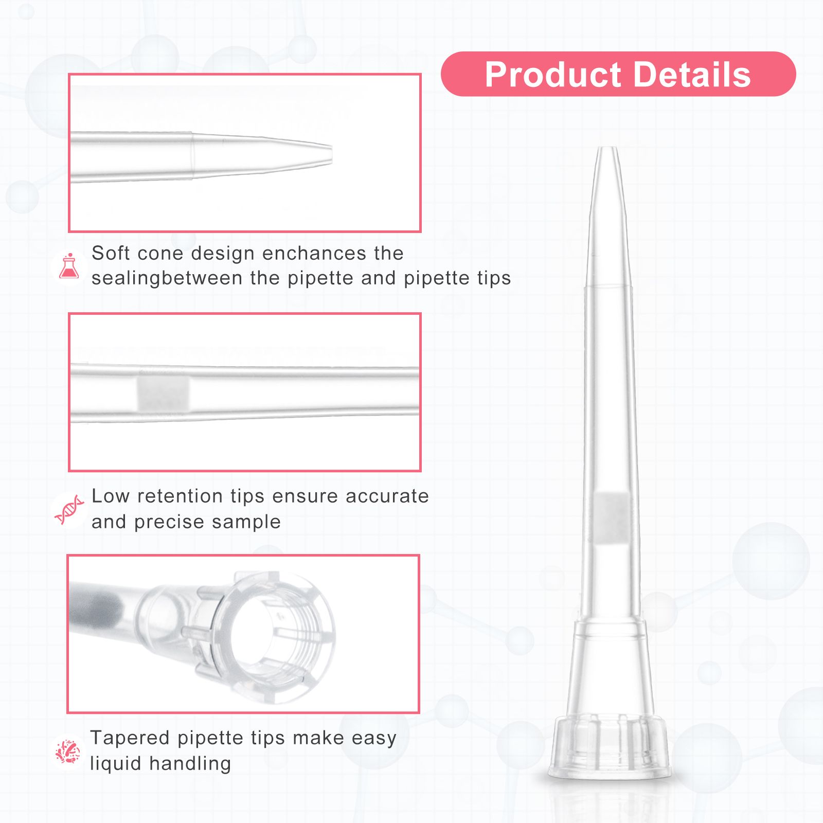 10μl Filter Tips,   Extra-long,  Low-retention,  Rack Pack,  Sterile,  Length:46mm,  96 Pieces/Rack,  10 Racks/Pack,  5 Packs/Case