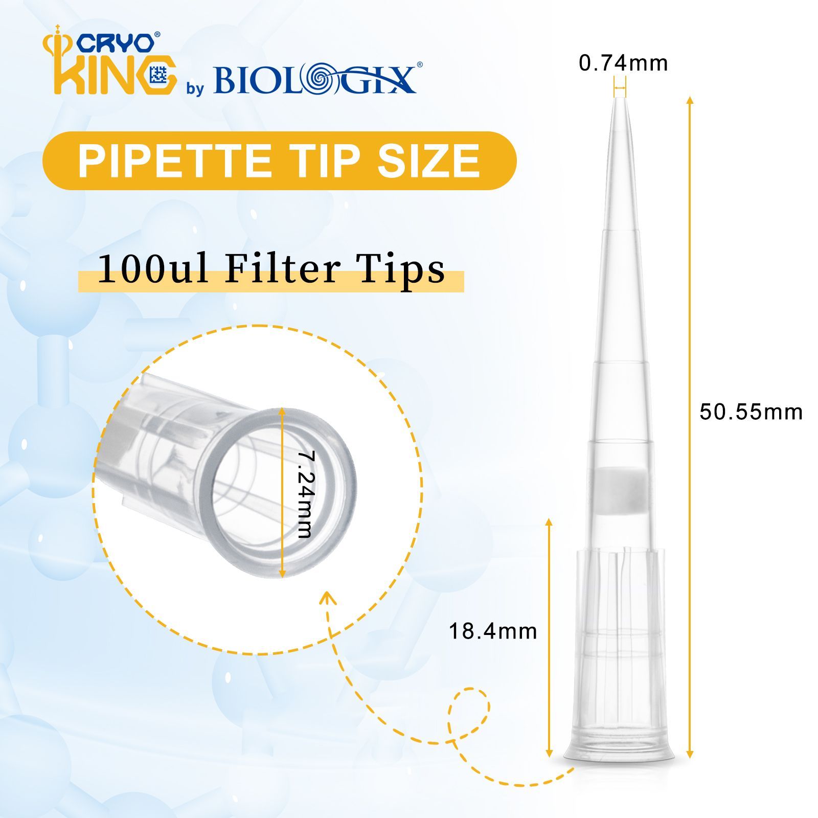 100μl  Filter Tips,   Low-retention,  Rack Pack,  Sterile,  Length:51mm,  96 Pieces/Rack,  10 Racks/Pack,  5 Packs/Case