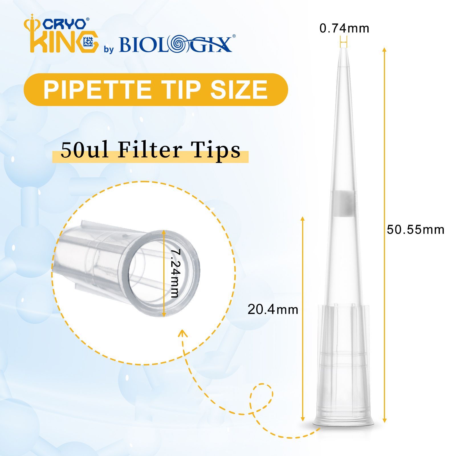 50μl  Filter Tips,  Low-retention,  Rack Pack,  Sterile,  Length:51mm,  96 Pieces/Rack,  10 Racks/Pack,  5 Packs/Case
