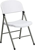 Flash Furniture Hercules Series 330 lb. Capacity White Plastic Folding Chair with Gray Frame