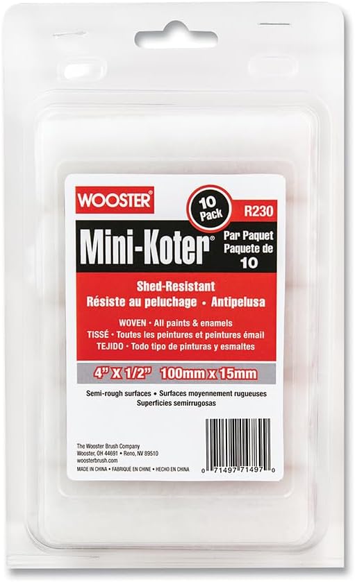 Wooster 4" KOTER Woven 1/2" 10-PK Mini RLRS CASE=6