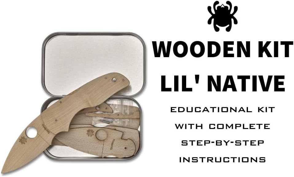 Spyderco Lil Native Wooden Knife Kit - Educational DIY Crafting Project for Families, Safe Non-Sharp Design - WDKIT2