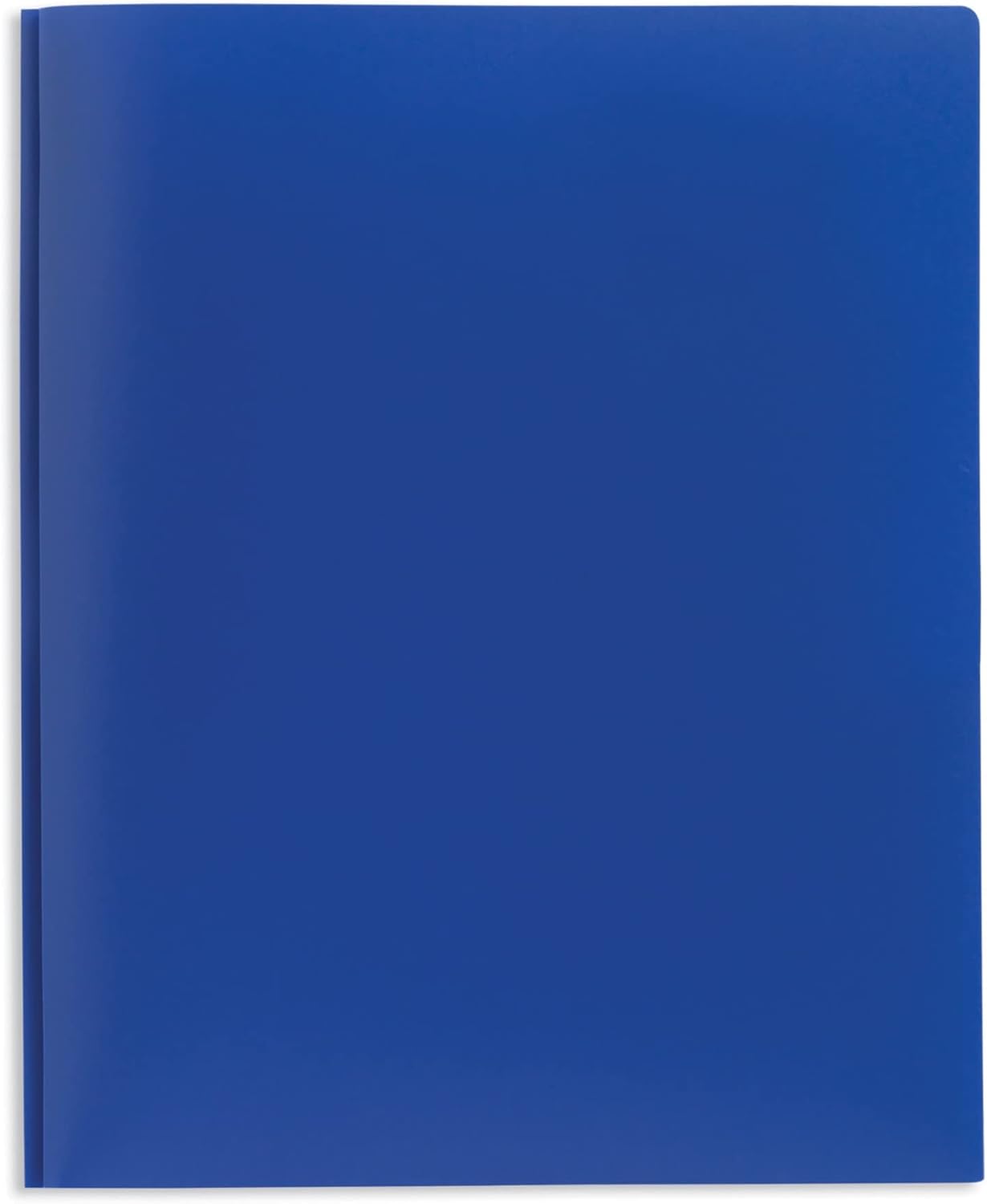 Office Depot® Brand 2-Pocket School-Grade Poly Folders With Prongs, 8-1/2" x 11", Assorted Colors, Pack Of 48