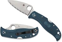 Spyderco Knives LeafJumper Lockback C262BLK390 Serrated K390 Steel Blue FRN Pocket Knife