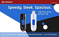 Transcend 64GB JetFlash 790 USB 3.0 Flash Drive (TS64GJF790K), Black 64GB JF790K ( Type A )
