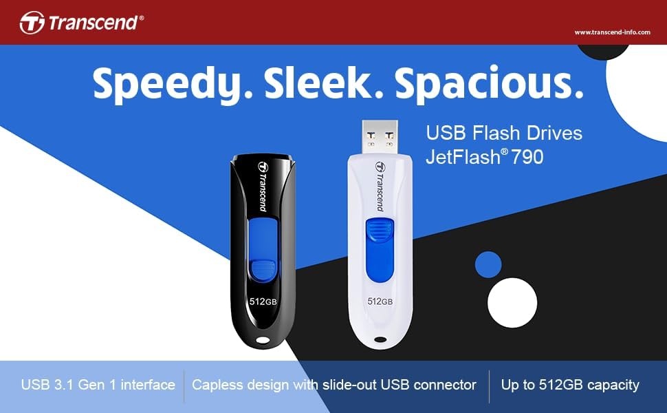 Transcend 64GB JetFlash 790 USB 3.0 Flash Drive (TS64GJF790K), Black 64GB JF790K ( Type A )