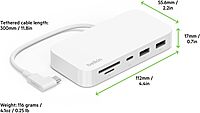 Belkin USB-C 6-in-1 Multiport Hub with Mount, USB-C Docking Station with MicroSD Card Reader, Powered USB Hub