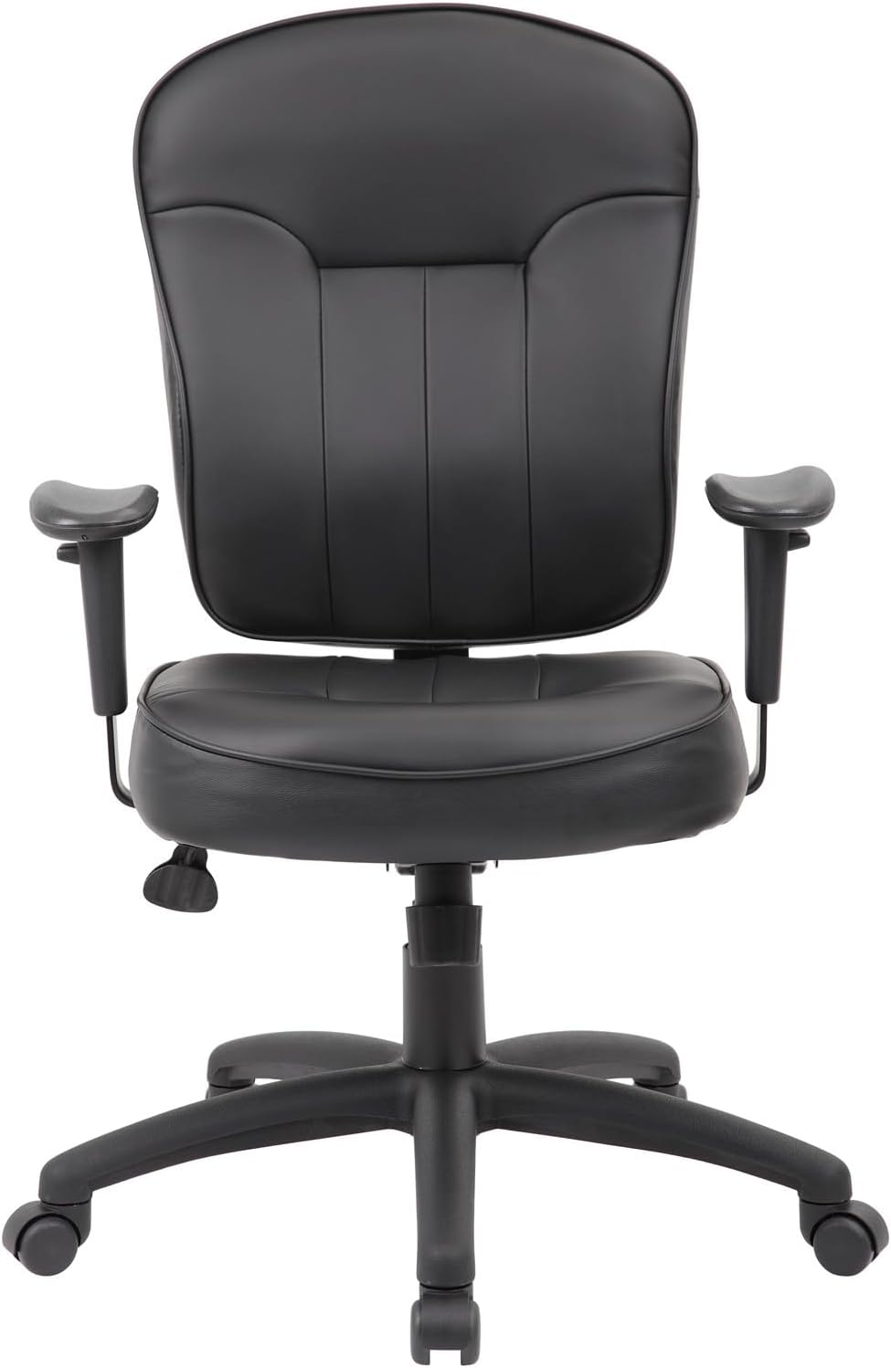Boss Office Products Leather Task Adjustable Arms Chair, Black