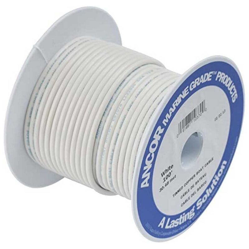 Ancor 100910 Tinned Copper Wire, 18 AWG (0.8mm2), White - 100ft