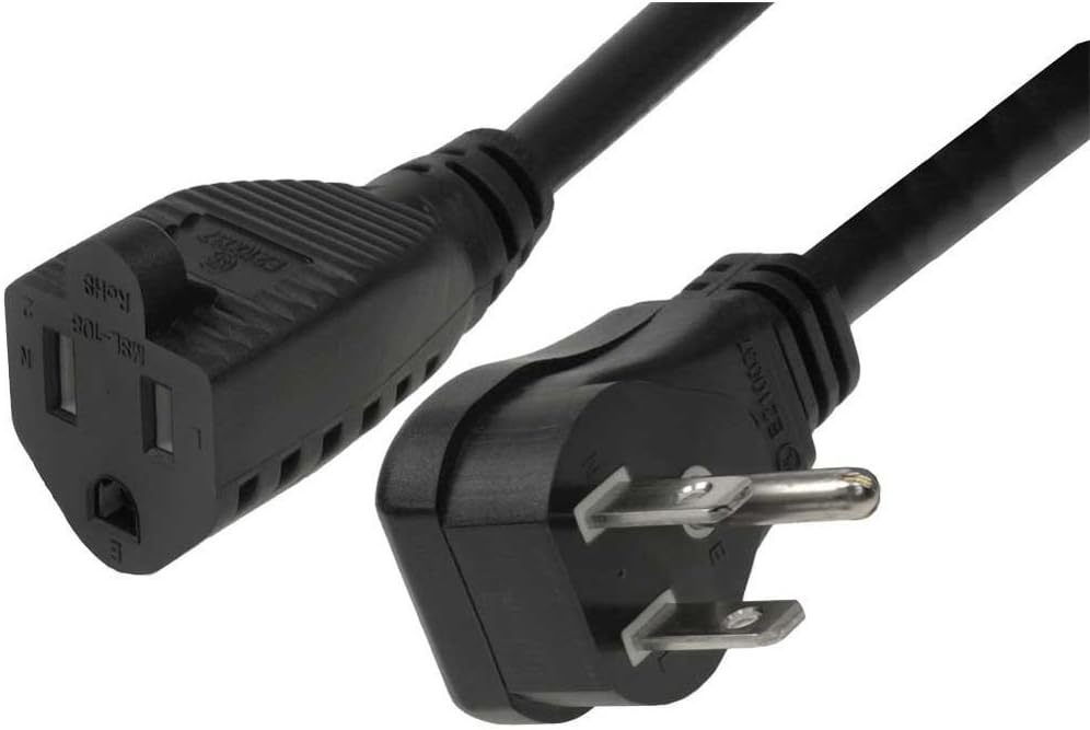 C2G Power Cord, Flat Plug Extension Cord, 18 AWG, Black, 1.5 Feet (0.45 Meters), Cables to Go 29804