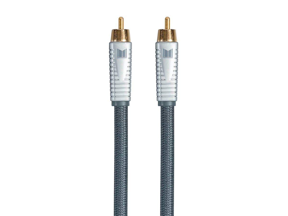 Monolith RCA Cable - 24K Gold Plated Connectors, AL foil, OFC Copper Braided Shield, 3 Feet, Silver