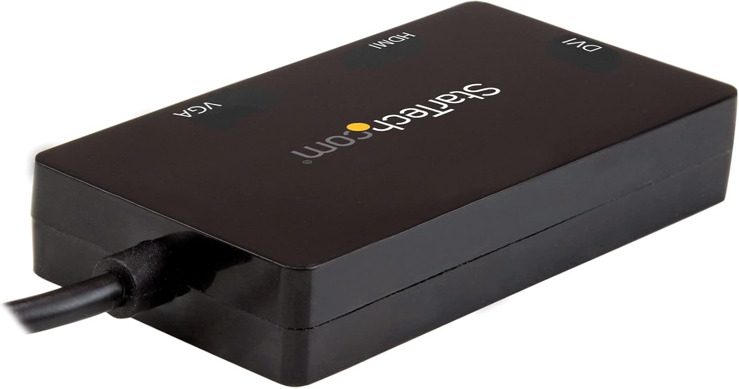 StarTech.com 4K USB C to HDMI, VGA & DVI Multi Port Video Display Adapter for Mac / Windows Laptop & Monitor (CDPVGDVHDBP)