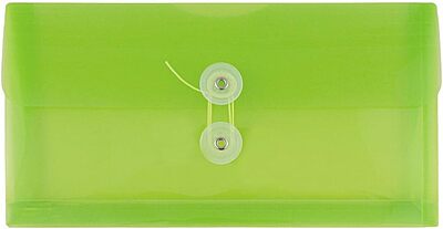 JAM PAPER Plastic Envelopes with Button & String Tie Closure - 12 Pack