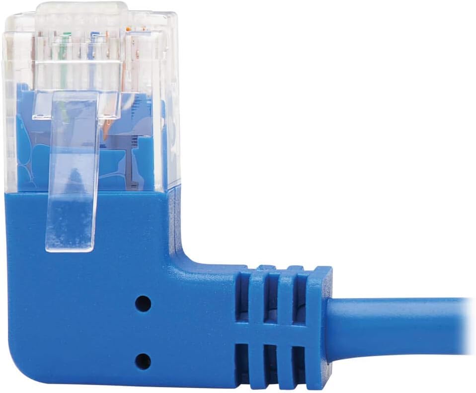 Tripp Lite Cat6 Gigabit Molded Slim UTP Network Patch Cable, Blue, RJ45 Angle