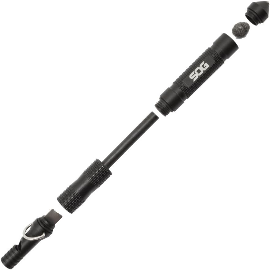 SOG Flint 4.3" Survival & Defense Portable Compact Tool for Outdoors and Emergencies | Includes Glass Breaker and Whistle