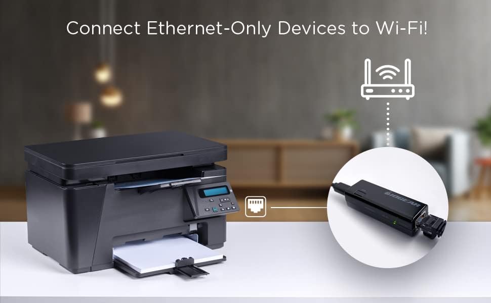 IOGEAR Universal Ethernet to Wi-Fi N Adapter - Speeds of up to 300Mbps on 2.4GHz - Push-button Wi-Fi Protected Setup (WPS)