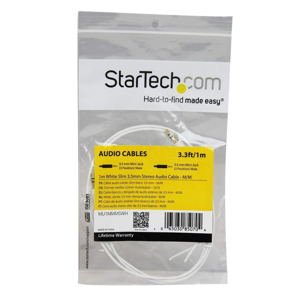 STARTECH.COM Slim 3.5mm Male-to-Male Stereo Audio Cable