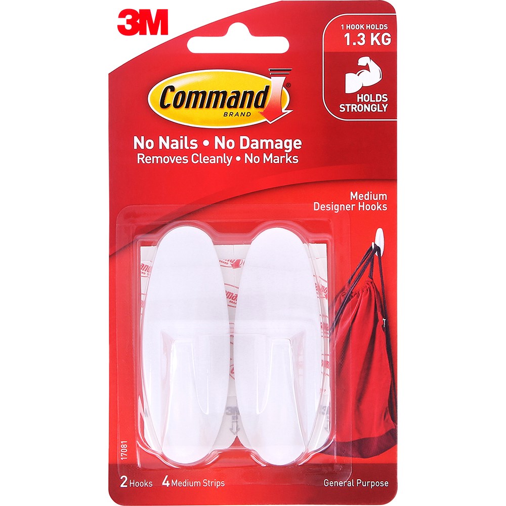 Command Designer Hooks 17081 Medium White