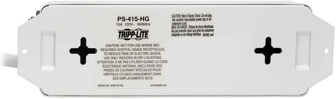 Tripp Lite Safe-IT Hospital-Grade Power Strip, 4 Hospital-Grade Green-Dot Outlets, UL 1363 Compliant, 15 Foot / 4.57M Cord