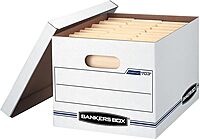 Bankers Box 12 Pack STOR/FILE Basic Duty File Storage Boxes, Standard Assembly, Lift-off Lid, Letter/Legal, White/Blue