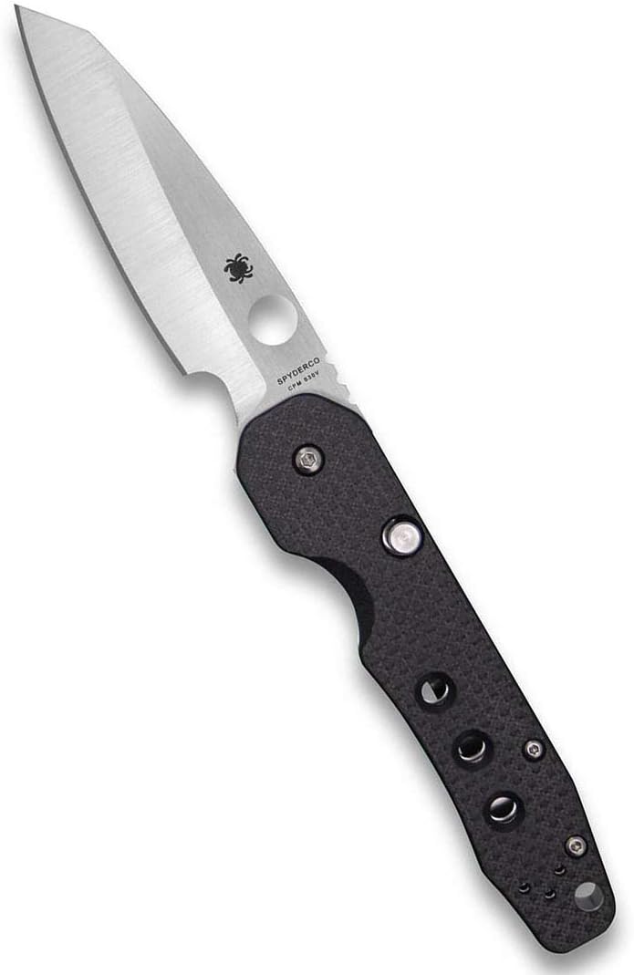 Spyderco Smock Premium Flipper Knife with 3.45" CPM S30V Steel Hollow-Ground Blade and Textured Carbon Fiber G-10 Handle