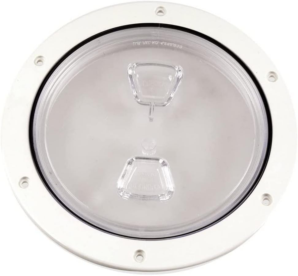 Beckson 6" Clear Center Screw Out Deck Plate - White