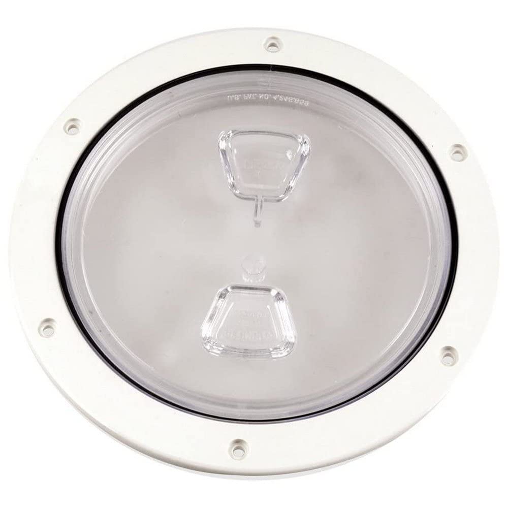 Beckson 6" Clear Center Screw Out Deck Plate - White