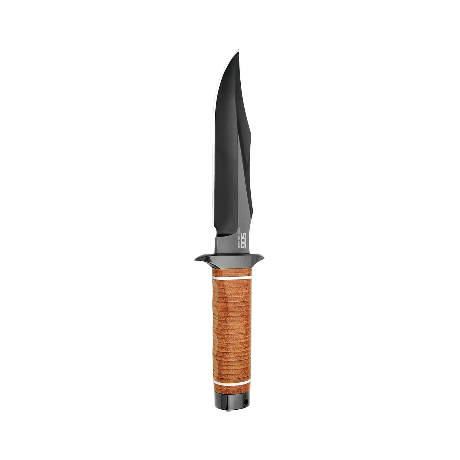SOG Super Sog Bowie 7-1/2-inch Fixed Blade Professional Tactical Knife, Sculpted Cross Guard, Classic Handle Construction