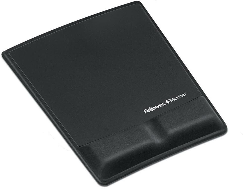 Fellowes Mouse Pad / Wrist Support with Microban Protection - 0.9in x 8.3in x 9.9in Dimension - Black - Memory Foam