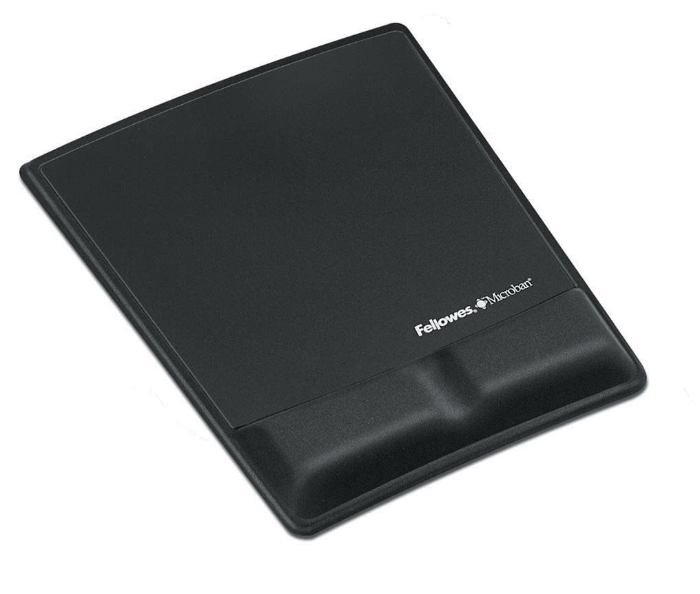 Fellowes Mouse Pad / Wrist Support with Microban Protection - 0.9in x 8.3in x 9.9in Dimension - Black - Memory Foam