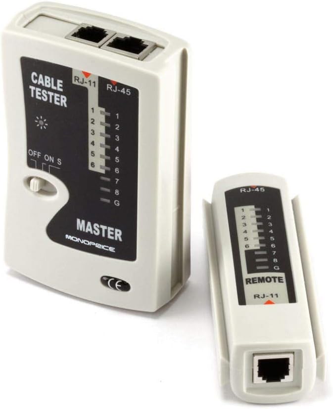 Monoprice RJ-11 and RJ-45 Modular Plug Tester - Gray