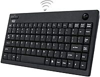 WKB-3100UB Wireless Mini Trackball Keyboard - Compact 87-Key Layout, Built-in 800 DPI Optical Trackball