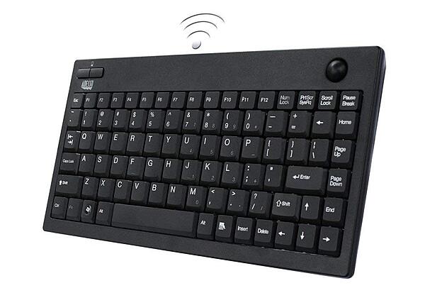 WKB-3100UB Wireless Mini Trackball Keyboard - Compact 87-Key Layout, Built-in 800 DPI Optical Trackball