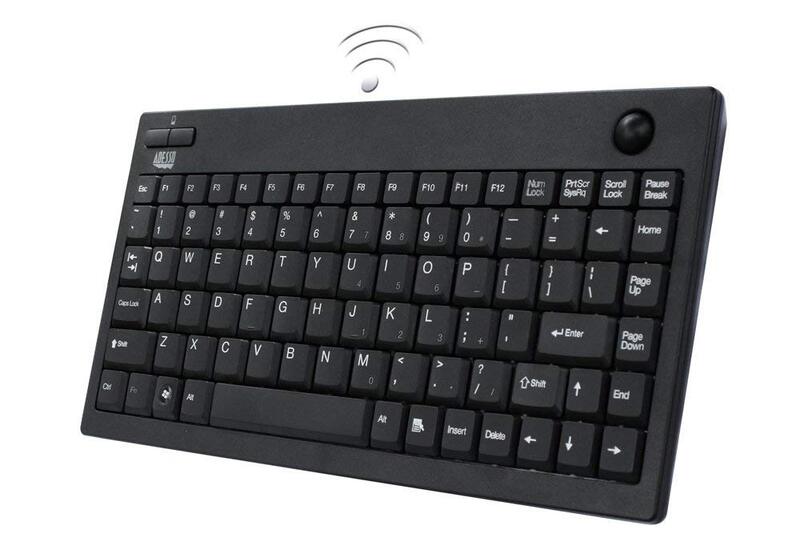 WKB-3100UB Wireless Mini Trackball Keyboard - Compact 87-Key Layout, Built-in 800 DPI Optical Trackball