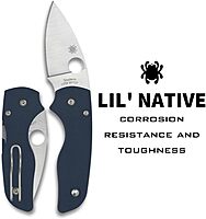 Spyderco Lil Native Folding Pocket Knife with 2.42 Inch CPM SPY27 Steel Blade and G-10 Handle - PlainEdge - C230GPCBL