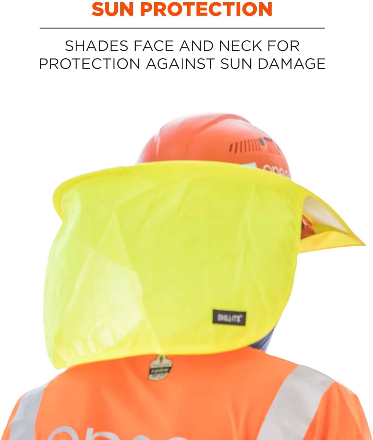 Ergodyne Chill-Its 6660 Attachable Hard Hat Brim with Neck Shade, Lime (Pack of 3)