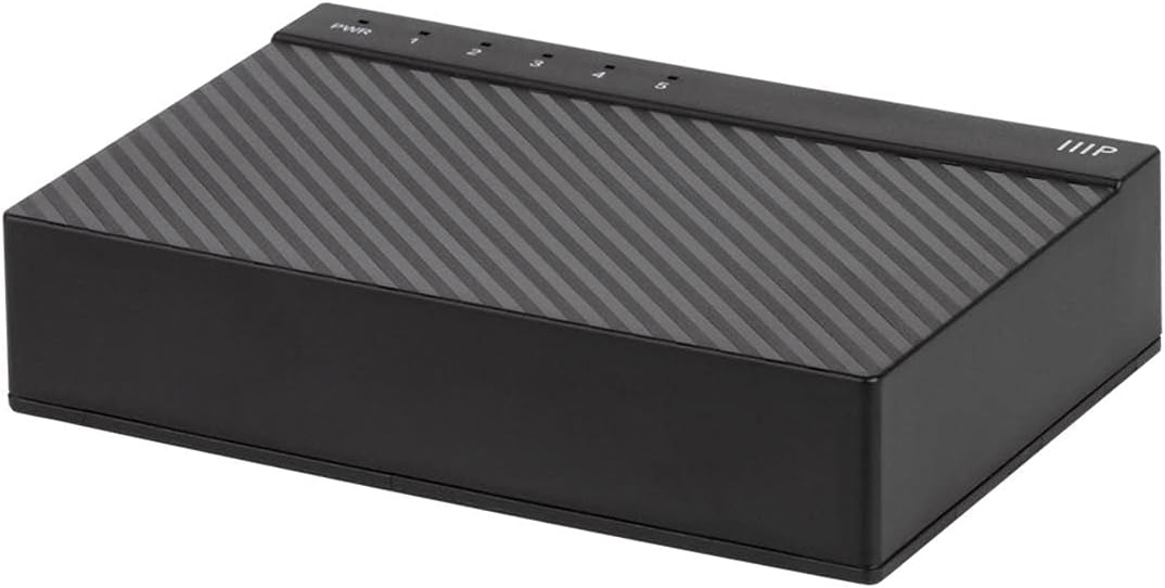 Monoprice 5-Port 10/100/1000Mbps Gigabit Ethernet Unmanaged Desktop Switch, IEEE 802.3ab, Cat5e, Plug and Play