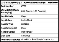 Zak Tool Super Flat Grip Universal Handcuff Key Solid Steel Black ZT25