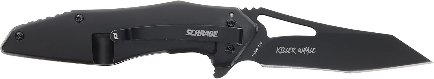 Schrade Delta Class Killer Whale Folder 8in with 3.5in AUS-10 Steel Blade and Aluminum Handle for EDC