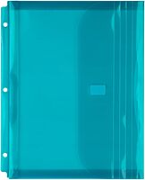 JAM PAPER Plastic 3 Hole Punch Binder Envelopes with Hook & Loop Closure - Letter Booklet - 9 1/2 x 11 1/2 with 1 Inch Expansion - Teal - 12/Pack 12 Pack Teal